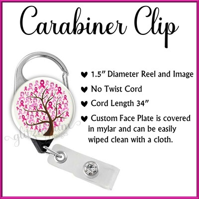 Breast Cancer Retractable ID Badge Holder Reel, Nurse Retractable Badge Reel, Nurse Badge Holder, Medical Retractable Badge Holder - GG2410 - image5